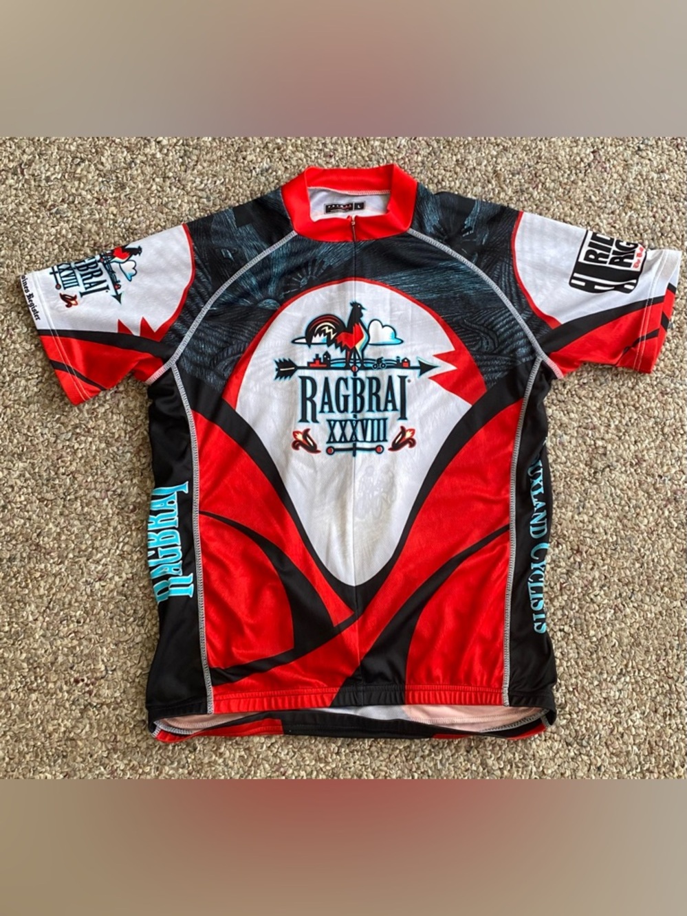 Primal Ragbrai XXXVIII Red Rooster Bike Cycling Jersey Mens Large